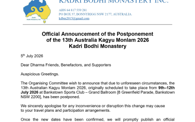 Official Postponement of 13th Australia Kagyu Monlam 2006